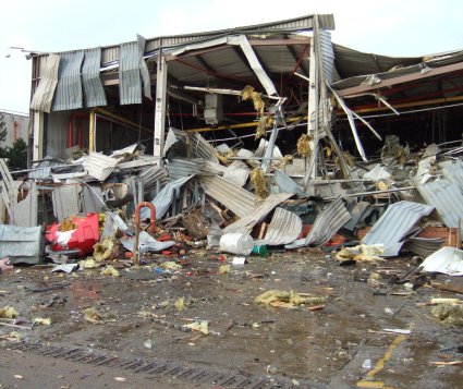 exploded building